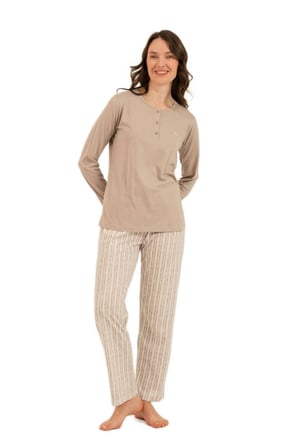 Arnetta Kadın Vizon Uzun Kol Pijama Takım 3779-S 