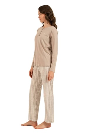 Arnetta Kadın Vizon Uzun Kol Pijama Takım 3779-S 