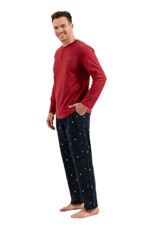 Arnetta Erkek Bordo Uzun Kol Pijama Takımı 3853-S 