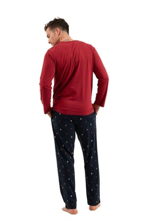 Arnetta Erkek Bordo Uzun Kol Pijama Takımı 3853-S 