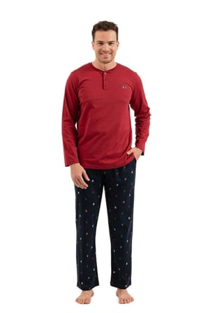 Arnetta Erkek Bordo Uzun Kol Pijama Takımı 3853-X 
