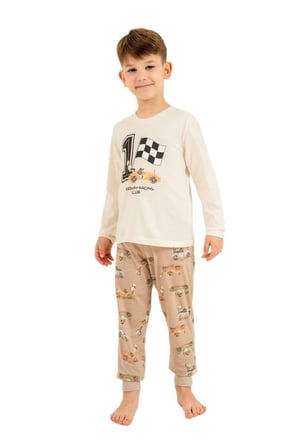 Rolypoly Erkek Çocuk Beyaz Uzun Kol Pijama Takımı 3875-G 