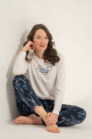 Kadın You Look Amazing Today Krem Uzun Kol Pijama Takım PC9257-S-V2