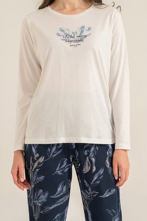 Kadın You Look Amazing Today Krem Uzun Kol Pijama Takım PC9257-S-V2