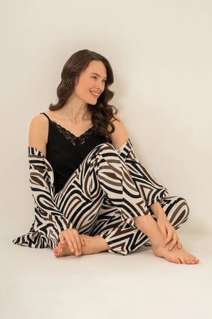 Pierre Cardin Kadın Kışlık %50 Pamuk %50 Modal Regular Fit Siyah Sabahlık Siyah