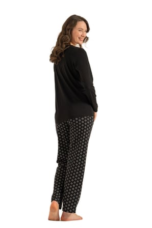 Pierre Cardin Kadın Siyah Uzun Kollu Pijama Takımı 9289-X 