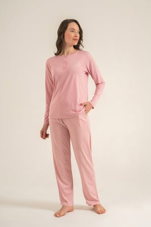 Kadın Sweet Sunday Pembe Uzun Kol Pijama Takım PC9295-S-V1