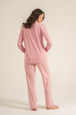 Kadın Sweet Sunday Pembe Uzun Kol Pijama Takım PC9295-S-V1