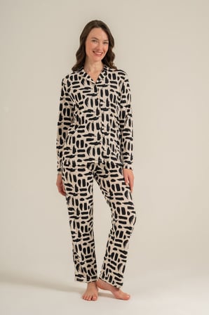 Kadın Krem Gömlek Pijama Takımı PC9301-S-V1