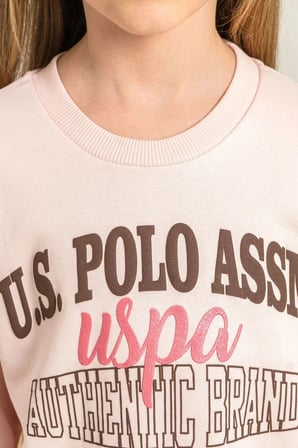 U.S. Polo Assn Kız Çocuk Baskılı Uzun Kol Eşofman Takımı Somon