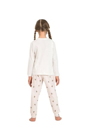 Rolypoly Kız Çocuk Beyaz Uzun Kol Pijama Takımı 3912-3 