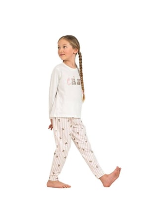 Rolypoly Kız Çocuk Beyaz Pijama Takımı 3912-G 