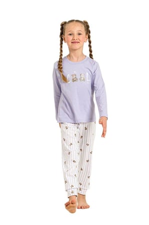 Rolypoly Kız Çocuk Uzun Kol Lila Pijama Takımı 3912-G 