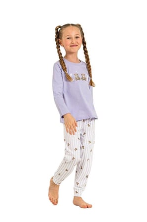 Rolypoly Kız Çocuk Uzun Kol Lila Pijama Takımı 3912-G 