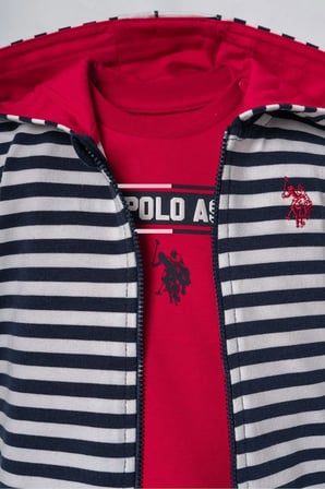 U.S. Polo Assn Erkek Bebek Kapüşonlu 3 Parça Hırkalı Takım Lacivert