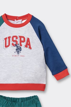 U.S. Polo Assn Erkek Bebek Baskılı 2 li Eşofman Takım Gri