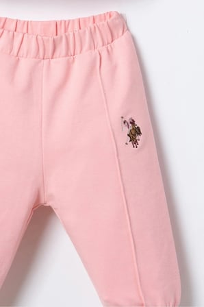 U.S. Polo Assn Kız Bebek Nakışlı Uzun Kol 2 li Takım Somon