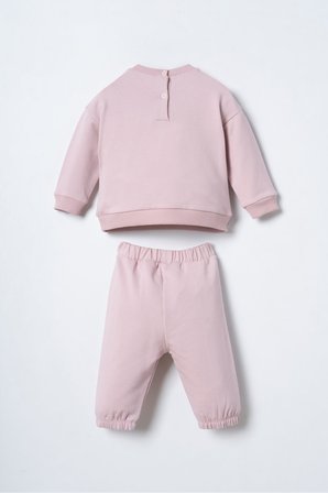 Nakışlı Kız Bebek Pembe Uzun Kol Pijama Takım USB3245-C-V3