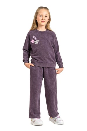 Rolypoly Kız Çocuk Mor Uzun Kol Pijama Takımı 3927-G 