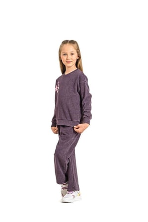 Rolypoly Kız Çocuk Mor Uzun Kol Pijama Takımı 3927-G 
