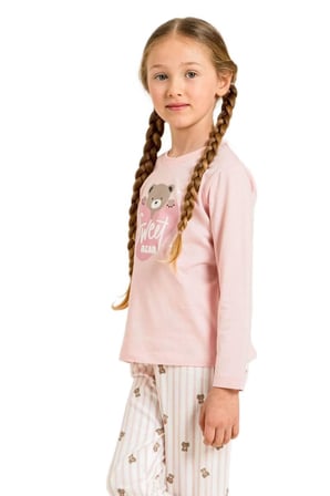 Rolypoly Kız Çocuk Pembe Uzun Kol Pijama Takımı 3911-3 