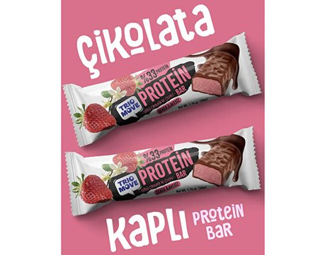 Trio Move Çikolata Kaplamalı Protein Bar - Çilekli Ve Sütlü Çikolatalı 50 G X 9 Adet Protein Bar