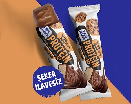 Trio Move Çikolata Kaplamalı Protein Bar - Kurabiyeli Ve Sütlü Çikolatalı 50 G X 9 Adet Protein Bar 