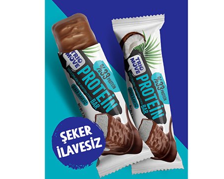 Trio Move Çikolata Kaplamalı Protein Bar-Hindistan Cevizli Ve Sütlü Çikolatalı50GX9Adet Protein Bar 