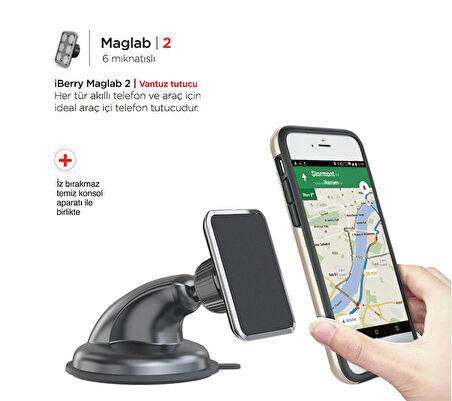 IBERRY MAGLAB2 M02 VANTUZLU ARAÇ İÇİ TELEFON TUTUCU