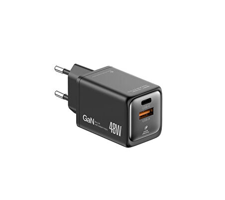 IBERRY Hİ48 COMPACT EFFICIENT & HI TECH GaN 48W SEYAHAT HIZLI ŞARJ ALETİ USB A+ USB C