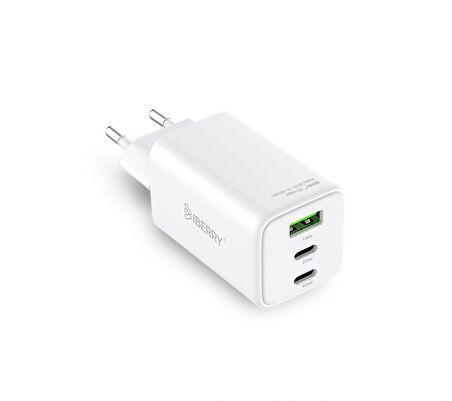 IBERRY Hİ65 COMPACT SUPER FAST COLD 65W GaN SEYAHAT ŞARJ ALETİ 2 USB C + USB A