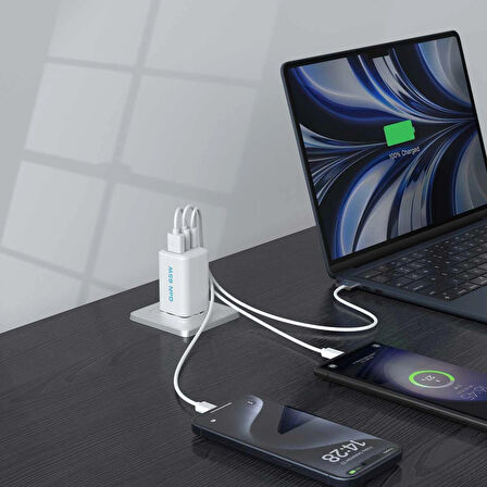 IBERRY Hİ65 COMPACT SUPER FAST COLD 65W GaN SEYAHAT ŞARJ ALETİ 2 USB C + USB A