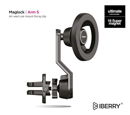 İBERRY MAGLOCK ARM 5 KLİPSLİ MAGSAFE ARAÇ İÇİ TELEFON TUTUCU