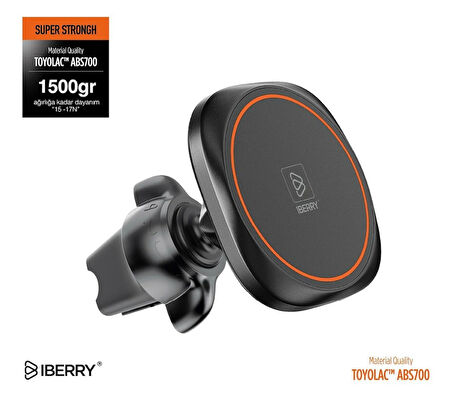 İBERRY MAGNA2 KIRMIZI KLİPSLİ MANYETİK ARAÇ İÇİ TELEFON TUTUCU