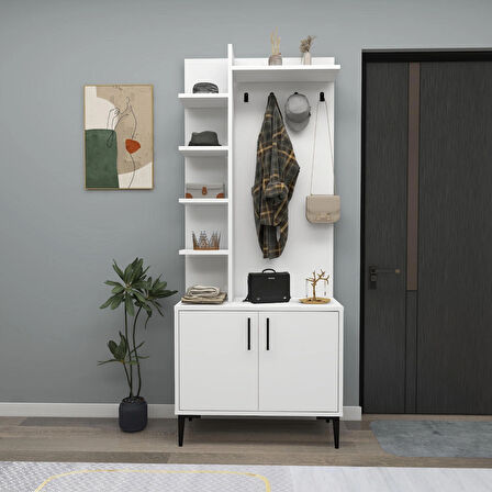 Arnetti Portmanto, 2 Kapaklı 6 Raflı Askılı, Julendor Portmanto, Beyaz