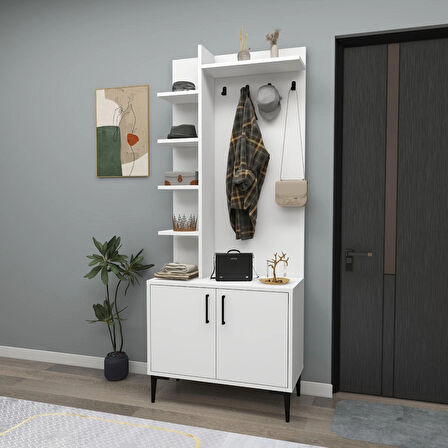 Arnetti Portmanto, 2 Kapaklı 6 Raflı Askılı, Julendor Portmanto, Beyaz