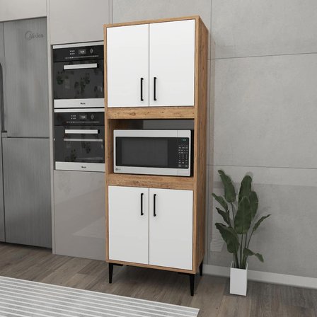 Arnetti Mutfak Dolabı ve Banyo Dolabı 4 Kapaklı Aimon Çok Amaçlı Dolap Atlantik Çam & Beyaz