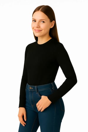 body bisiklet yaka uzun kol örme kumaş viskon badi siyah renk