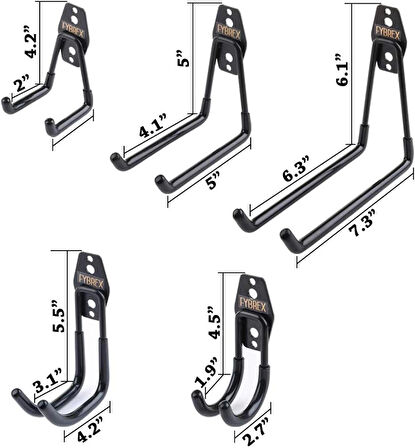 5 Li Ütü Askısı - Garaj Organizeri-duvar Montaj Askılı Kancalar Duvara Monte Depolama Askı