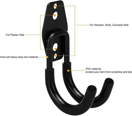 2'li Oval Kavisli Garaj Kanca Askı Seti, Garaj Depo Düzenleme Ağır Garaj Kancaları