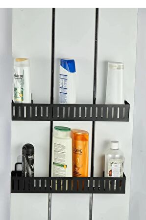 2'li Banyo Organizer Raf, Mutfak Ve Banyo Düzenleyici Raf - Siyah (40 CM x 7,5 CM)