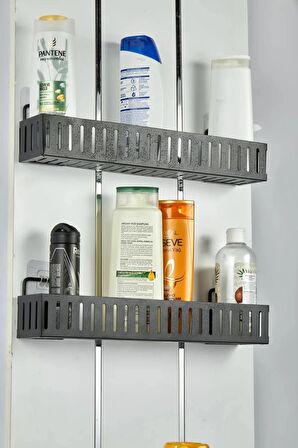 2'li Banyo Organizer Raf, Mutfak Ve Banyo Düzenleyici Raf - Siyah (40 CM x 7,5 CM)