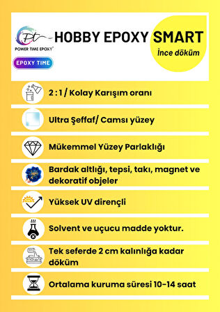 3 Kg Hobi Epoxy Smart/ Ultra Şeffaf Ve Parlak Epoksi Reçine Ince Döküm