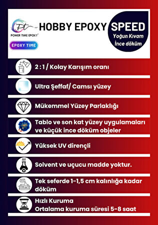 6 Kg Hobi Epoksi Speed/ Hızlı Kuruma/ Ultra Şeffaf Epoksi Reçine Ince Döküm Yoğun Kıvam