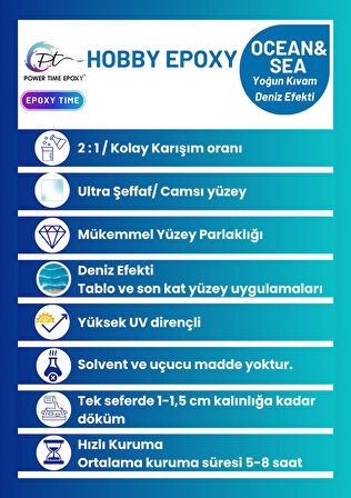 6 kg Hobi Epoksi / Ocean Sea Deniz Efekti Ultra Şeffaf Epoksi Reçine Ince Döküm Yoğun Kıvam