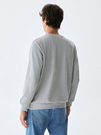 Bisiklet Yaka Gri Sweatshırt