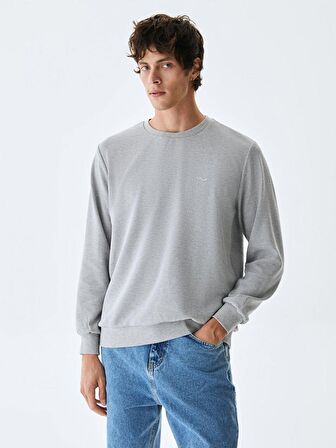 Bisiklet Yaka Gri Sweatshırt