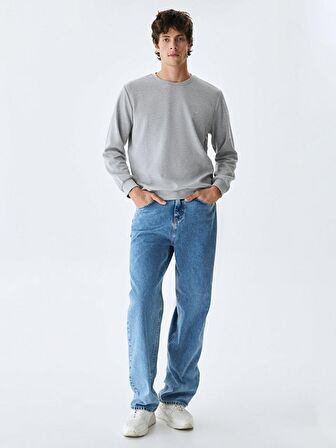 Bisiklet Yaka Gri Sweatshırt