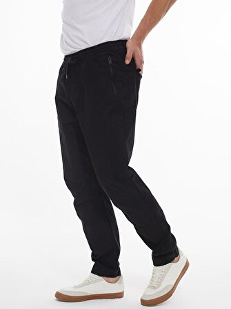 Slim Fit Jogger Bel Siyah Pantolon