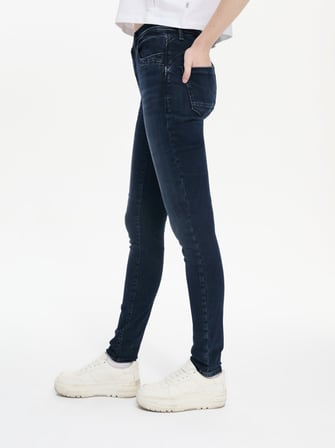 Jonna B Dar Paça Yüksek Bel Mid Indigo Jean Pantolon